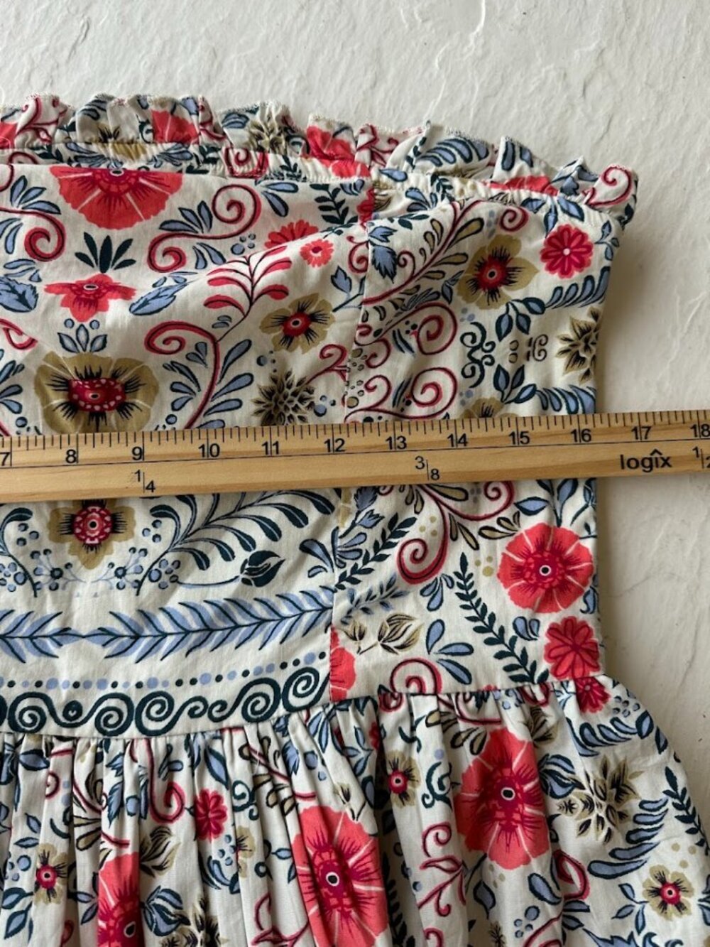 Anthropologie Forever That Girl Strapless Mini Dress L Floral Ruffle Boho - Picture 13 of 14